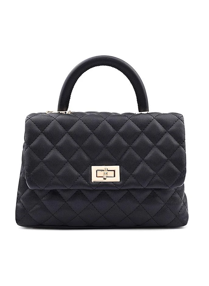 كابلي Women’s Quilted Top Handle Bag with Turn-Lock Closure